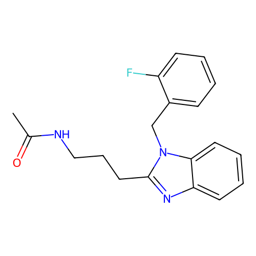 N-[3-[1-[(2-fluorophenyl)methyl]benzimidazol-2-yl]propyl]acetamide structure