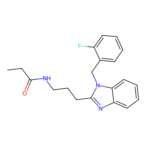 N-(3-{1-[(2-fluorophenyl)methyl]benzimidazol-2-yl}propyl)propanamide structure