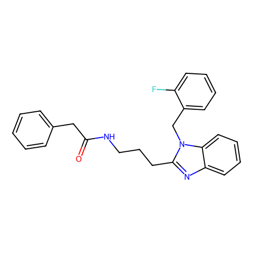 N-(3-{1-[(2-fluorophenyl)methyl]benzimidazol-2-yl}propyl)-2-phenylacetamide structure