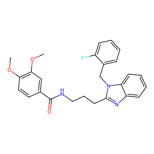 N-{3-[1-(2-fluorobenzyl)-1H-benzimidazol-2-yl]propyl}-3,4-dimethoxybenzamide structure
