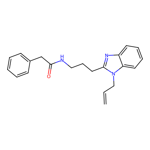 2-phenyl-N-[3-(1-prop-2-enylbenzimidazol-2-yl)propyl]acetamide structure
