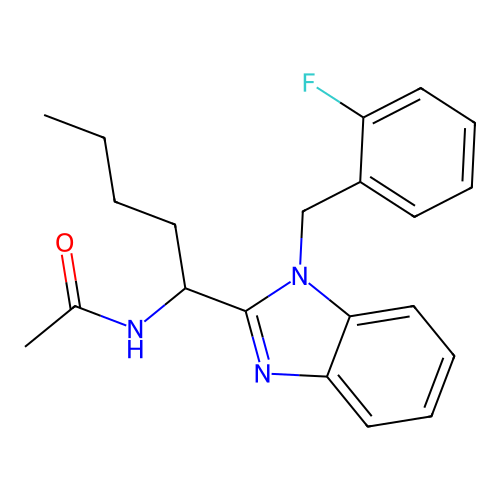 N-(1-{1-[(2-fluorophenyl)methyl]-1H-1,3-benzodiazol-2-yl}pentyl)acetamide structure
