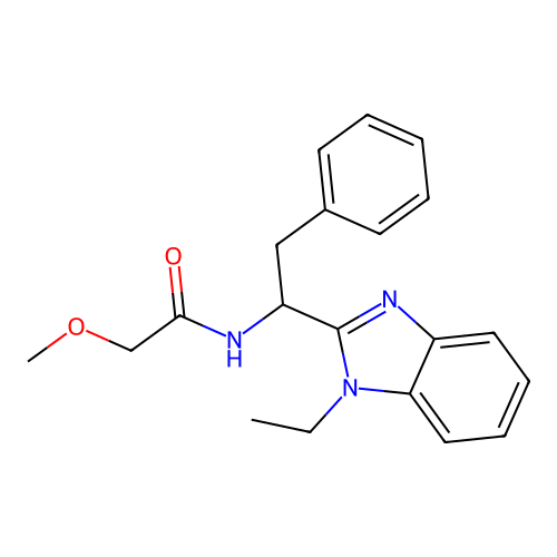 N-[1-(1-ethylbenzimidazol-2-yl)-2-phenylethyl]-2-methoxyacetamide structure