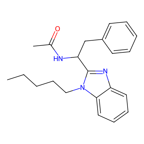 N-[1-(1-pentylbenzimidazol-2-yl)-2-phenylethyl]acetamide structure