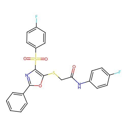 2-{[4-(4-FLUOROBENZENESULFONYL)-2-PHENYL-1,3-OXAZOL-5-YL]SULFANYL}-N-(4-FLUOROPHENYL)ACETAMIDE structure