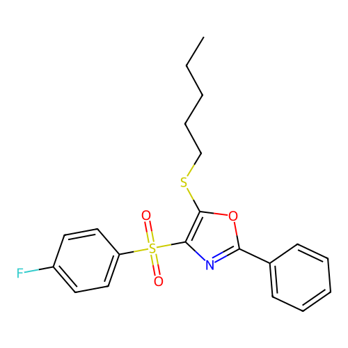 4-((4-Fluorophenyl)sulfonyl)-5-(pentylthio)-2-phenyloxazole structure