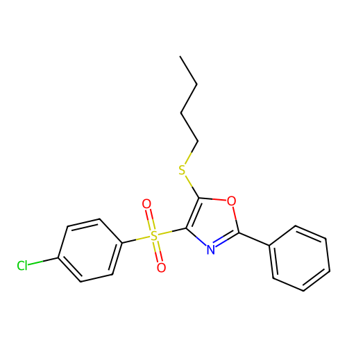 5-Butylsulfanyl-4-(4-chlorophenyl)sulfonyl-2-phenyl-1,3-oxazole structure