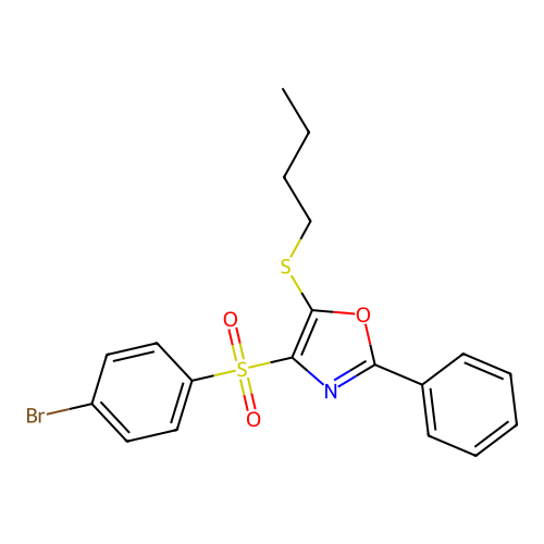 4-((4-Bromophenyl)sulfonyl)-5-(butylthio)-2-phenyloxazole structure