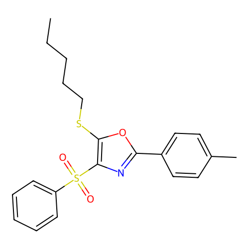 5-(Pentylthio)-4-(phenylsulfonyl)-2-(p-tolyl)oxazole structure