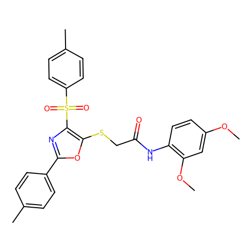 N-(2,4-dimethoxyphenyl)-2-((2-(p-tolyl)-4-tosyloxazol-5-yl)thio)acetamide structure