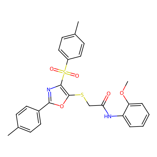 N-(2-methoxyphenyl)-2-((2-(p-tolyl)-4-tosyloxazol-5-yl)thio)acetamide structure
