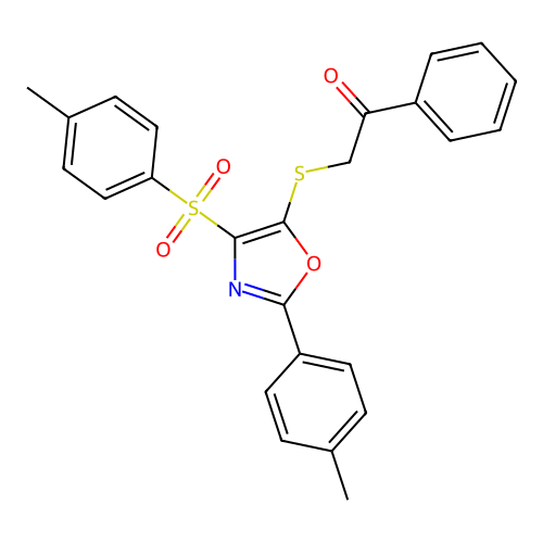1-Phenyl-2-((2-(p-tolyl)-4-tosyloxazol-5-yl)thio)ethanone structure