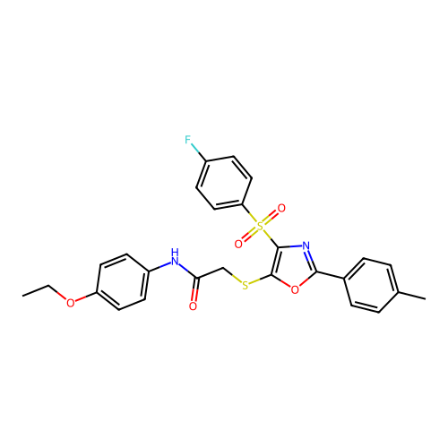 N-(4-ethoxyphenyl)-2-((4-((4-fluorophenyl)sulfonyl)-2-(p-tolyl)oxazol-5-yl)thio)acetamide structure