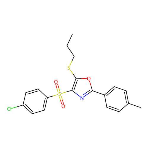 4-((4-Chlorophenyl)sulfonyl)-5-(propylthio)-2-(p-tolyl)oxazole structure