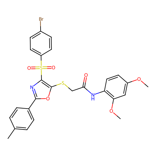2-{[4-(4-BROMOBENZENESULFONYL)-2-(4-METHYLPHENYL)-1,3-OXAZOL-5-YL]SULFANYL}-N-(2,4-DIMETHOXYPHENYL)ACETAMIDE structure