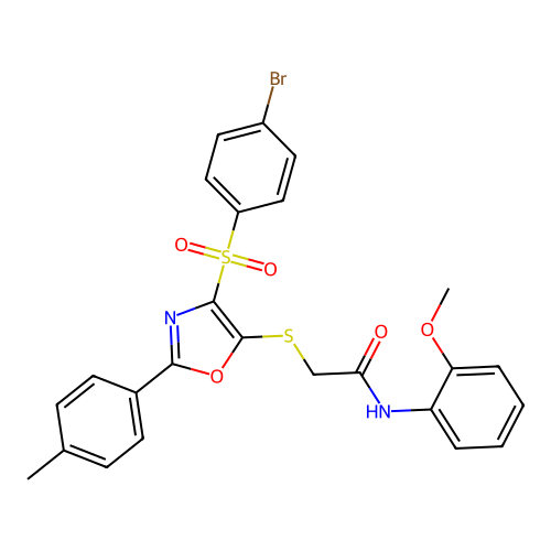 2-{[4-(4-BROMOBENZENESULFONYL)-2-(4-METHYLPHENYL)-1,3-OXAZOL-5-YL]SULFANYL}-N-(2-METHOXYPHENYL)ACETAMIDE structure