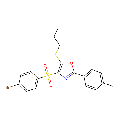 4-((4-Bromophenyl)sulfonyl)-5-(propylthio)-2-(p-tolyl)oxazole structure