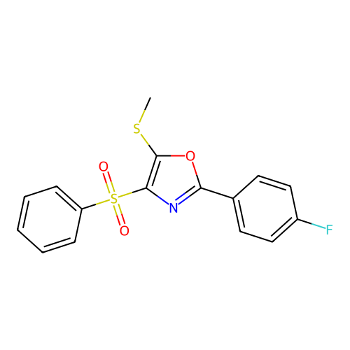 2-(4-Fluorophenyl)-5-(methylthio)-4-(phenylsulfonyl)-1,3-oxazole structure