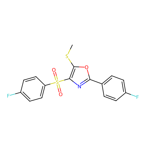 4-(4-Fluorobenzenesulfonyl)-2-(4-fluorophenyl)-5-(methylsulfanyl)-1,3-oxazole structure