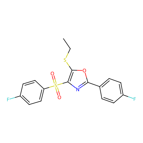 5-(Ethylsulfanyl)-4-(4-fluorobenzenesulfonyl)-2-(4-fluorophenyl)-1,3-oxazole structure