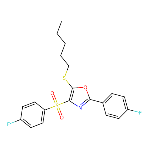 2-(4-Fluorophenyl)-4-((4-fluorophenyl)sulfonyl)-5-(pentylthio)oxazole structure