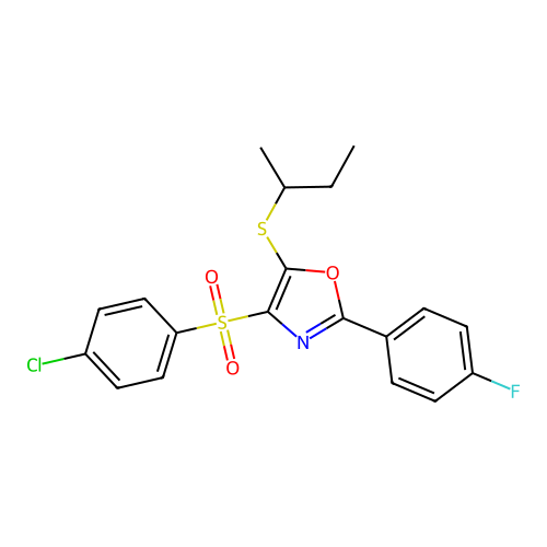 5-(Sec-butylthio)-4-((4-chlorophenyl)sulfonyl)-2-(4-fluorophenyl)oxazole structure