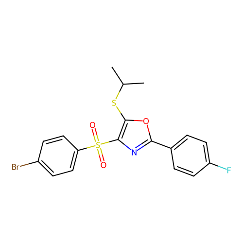 4-((4-Bromophenyl)sulfonyl)-2-(4-fluorophenyl)-5-(isopropylthio)oxazole structure