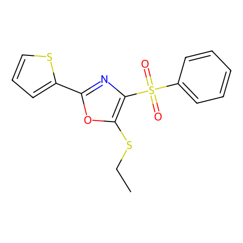 5-Ethylthio-4-(phenylsulfonyl)-2-(2-thienyl)-1,3-oxazole structure