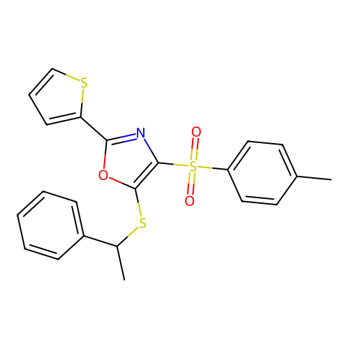 4-[(4-Methylphenyl)sulfonyl]-5-(phenylethylthio)-2-(2-thienyl)-1,3-oxazole structure