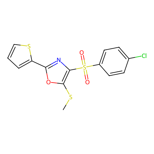 4-(4-Chlorobenzenesulfonyl)-5-(methylsulfanyl)-2-(thiophen-2-yl)-1,3-oxazole structure