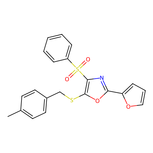 2-(Furan-2-yl)-5-((4-methylbenzyl)thio)-4-(phenylsulfonyl)oxazole structure