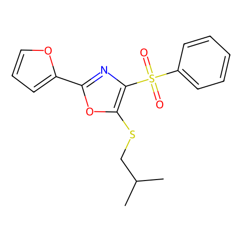 2-(Furan-2-yl)-5-(isobutylthio)-4-(phenylsulfonyl)oxazole structure
