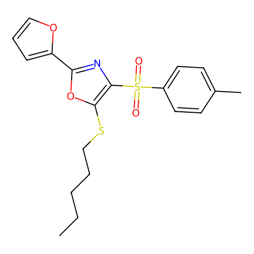 2-(Furan-2-yl)-5-(pentylthio)-4-tosyloxazole structure