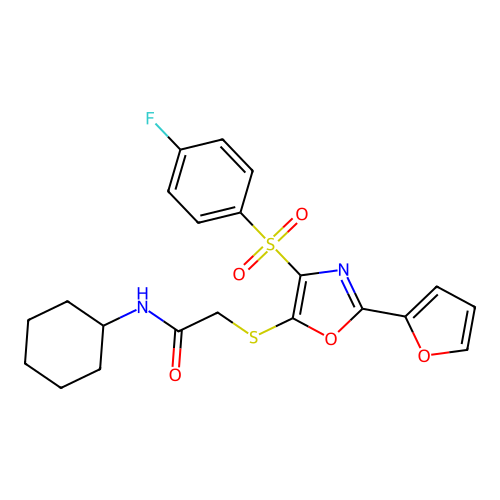 N-cyclohexyl-2-{[4-(4-fluorobenzenesulfonyl)-2-(furan-2-yl)-1,3-oxazol-5-yl]sulfanyl}acetamide structure