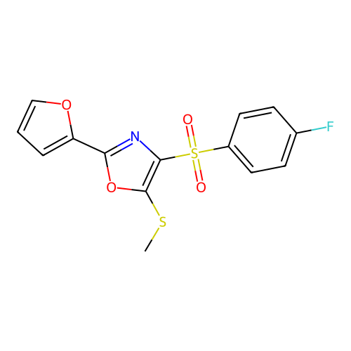 4-(4-Fluorobenzenesulfonyl)-2-(furan-2-yl)-5-(methylsulfanyl)-1,3-oxazole structure