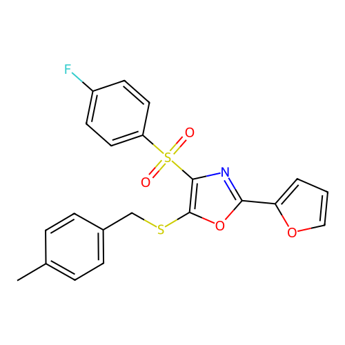 4-[(4-Fluorophenyl)sulfonyl]-2-(2-furyl)-5-[(4-methylbenzyl)thio]-1,3-oxazole structure