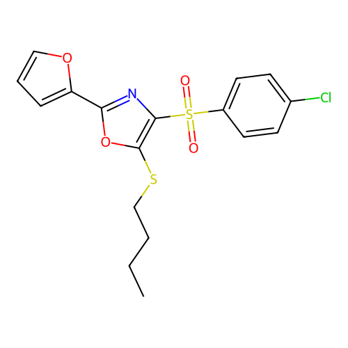 5-(Butylthio)-4-[(4-chlorophenyl)sulfonyl]-2-(2-furyl)-1,3-oxazole structure