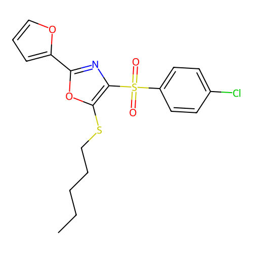 4-(4-Chlorobenzenesulfonyl)-2-(furan-2-yl)-5-(pentylsulfanyl)-1,3-oxazole structure