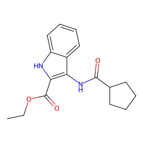 ethyl 3-(cyclopentanecarboxamido)-1H-indole-2-carboxylate structure