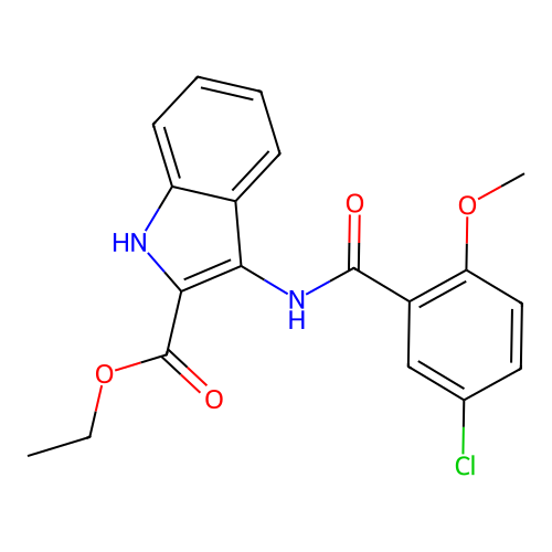ethyl 3-(5-chloro-2-methoxybenzamido)-1H-indole-2-carboxylate structure