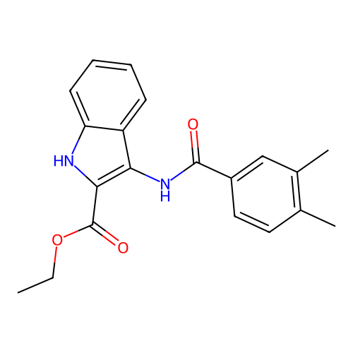 ethyl 3-(3,4-dimethylbenzamido)-1H-indole-2-carboxylate structure