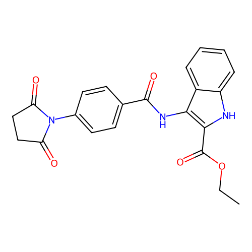 ethyl 3-[4-(2,5-dioxopyrrolidin-1-yl)benzamido]-1H-indole-2-carboxylate structure