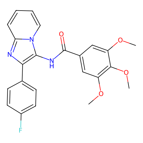 N-[2-(4-fluorophenyl)imidazo[1,2-a]pyridin-3-yl]-3,4,5-trimethoxybenzamide structure
