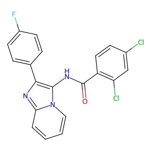 2,4-dichloro-N-[2-(4-fluorophenyl)imidazo[1,2-a]pyridin-3-yl]benzamide structure