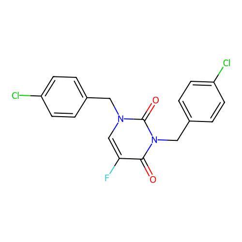 1,3-bis(4-chlorobenzyl)-5-fluoropyrimidine-2,4(1H,3H)-dione structure