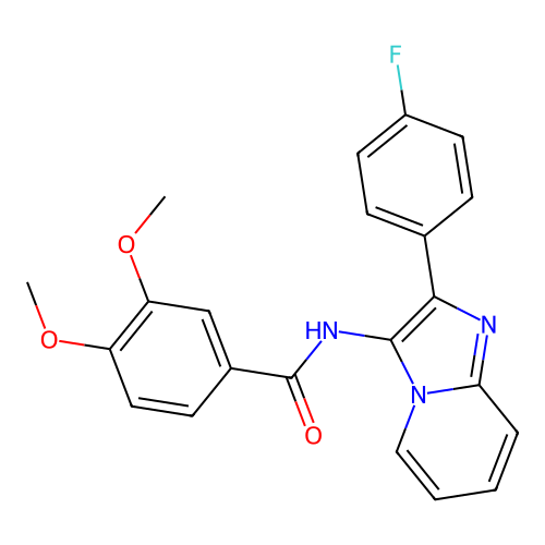 N-[2-(4-fluorophenyl)imidazo[1,2-a]pyridin-3-yl]-3,4-dimethoxybenzamide structure
