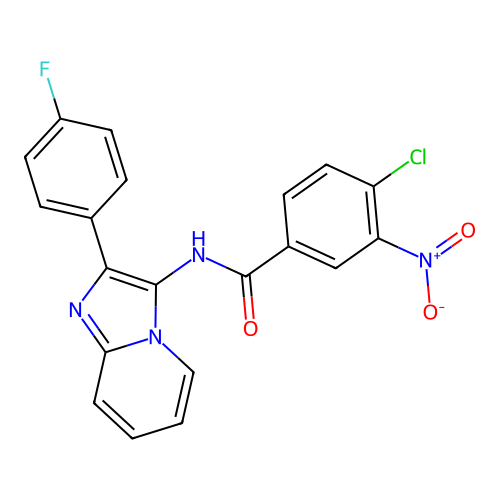 4-chloro-N-[2-(4-fluorophenyl)imidazo[1,2-a]pyridin-3-yl]-3-nitrobenzamide structure