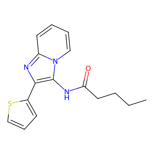 N-[2-(thiophen-2-yl)imidazo[1,2-a]pyridin-3-yl]pentanamide structure