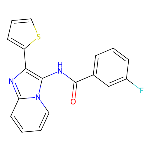 3-Fluoro-N-[2-(thiophen-2-YL)imidazo[1,2-A]pyridin-3-YL]benzamide structure