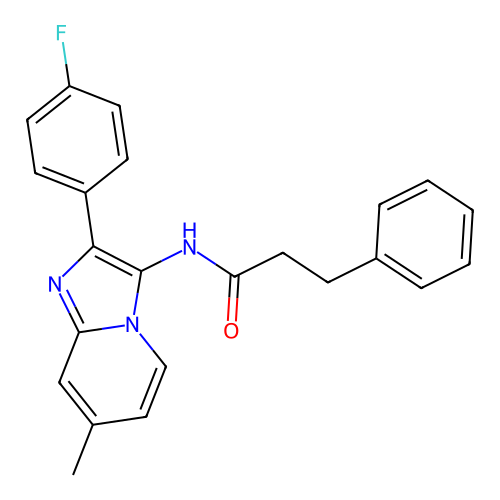 N-(2-(4-fluorophenyl)-7-methylimidazo[1,2-a]pyridin-3-yl)-3-phenylpropanamide structure
